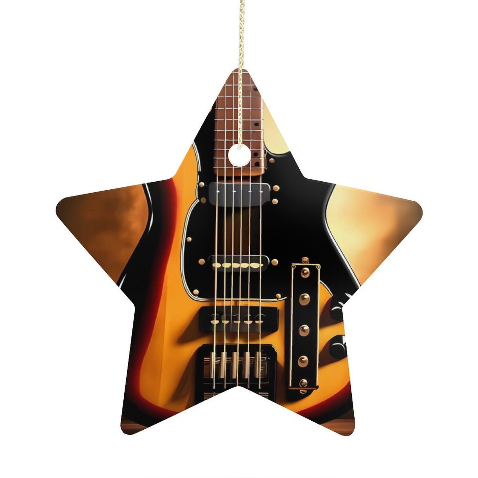 Fodpand Women's Style Instrumental Guitar Ornament With String, Keepsake Hanging Decorations,Ceramic Ornaments For Men Indoor Home Holiday Party Gifts