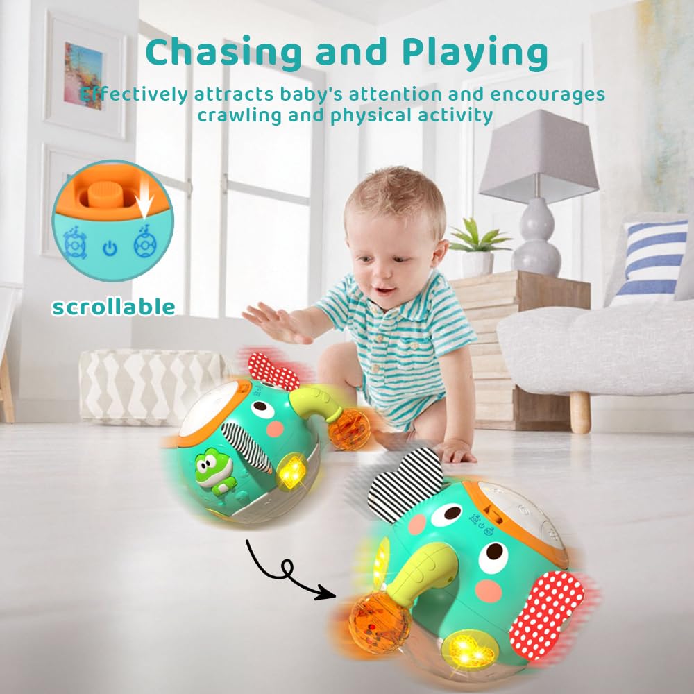 WRQIOO Crawling Toys for 6-12 Month Baby, Walking Baby Elephant Toy with Music, Ba-by Sensory To-ys Light Up - Image 4
