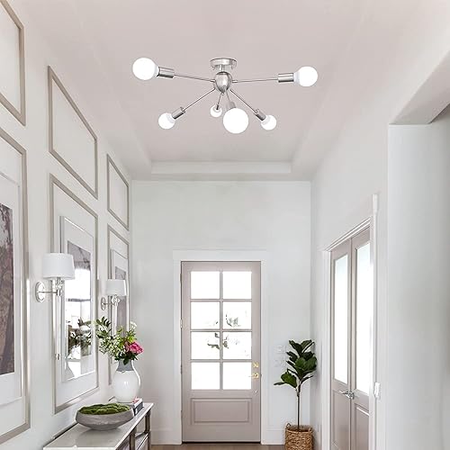 Miniatura 7 de ALISADABOY Sputnik - Candelabro de níquel cepillado, 10 luces y 6 luces Sputnik para comedor, sala de estar, cocina, entrada