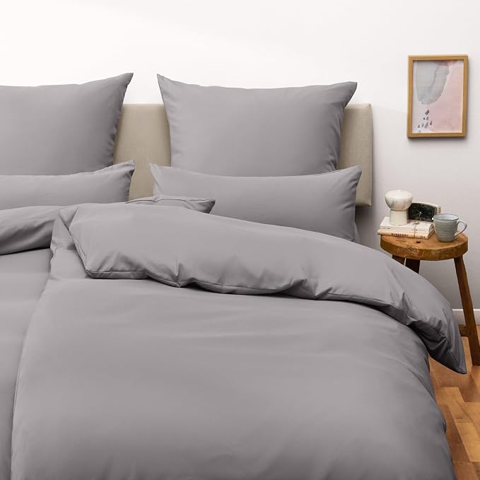 Blumtal Juegos de sábanas y Fundas de Almohada de Microfibra 90 Manta y Almohada 80x80 140x200 Gris