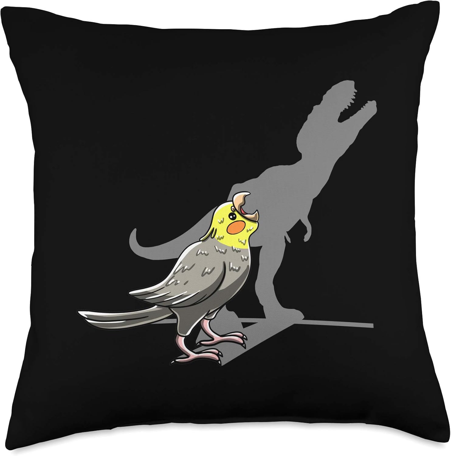 T-Rex Cockatiel Shadow Cockatoos Parrot Pet Bird Lover Gift Throw Pillow