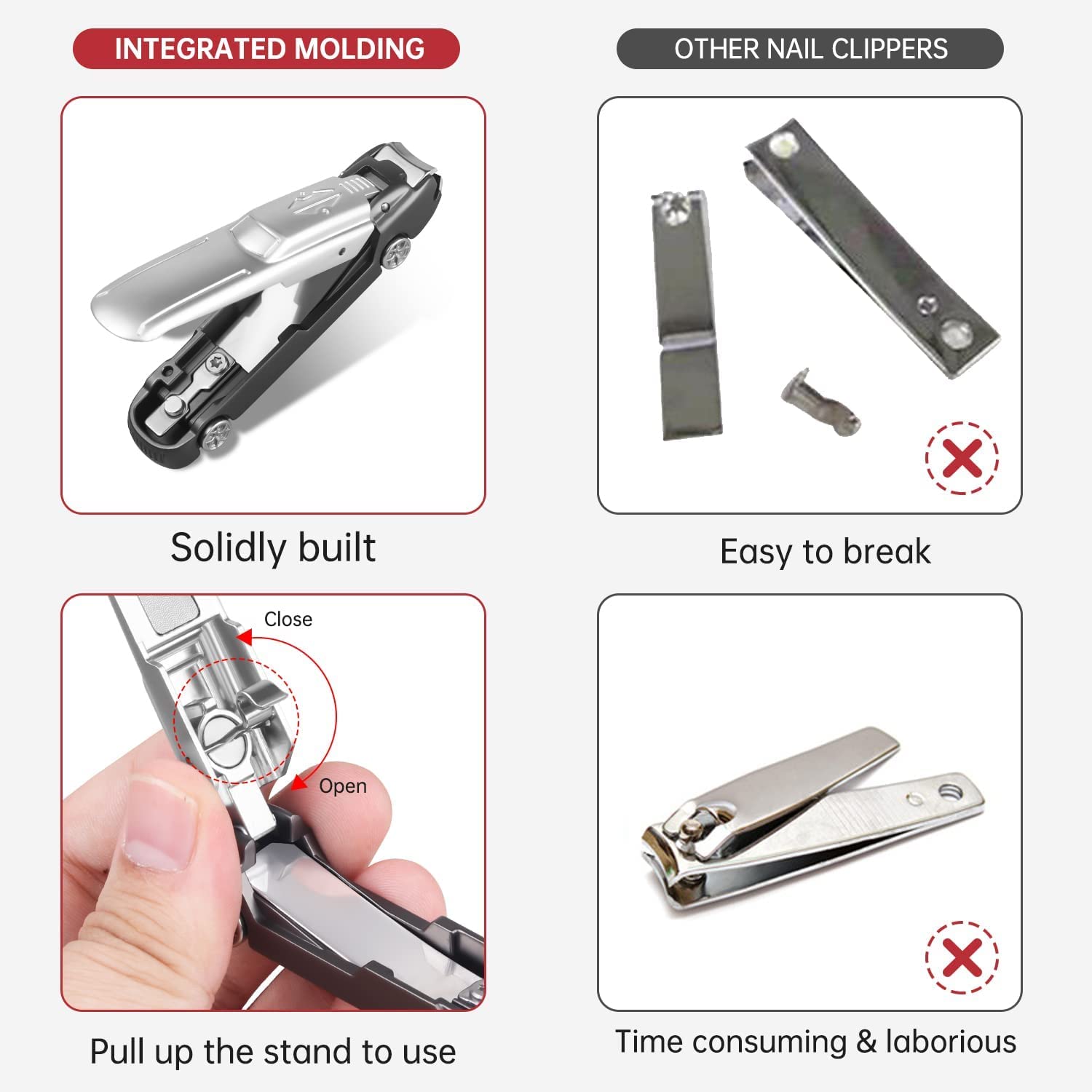 Ostin Nail Clippers for Adult Thick Toenail or Fingernail,Nail Clipper for Thick Hard Nails, Catcher as Stocking Stuffers for Seniors and Men and Women, tainless Steel Nail Cutters. 3