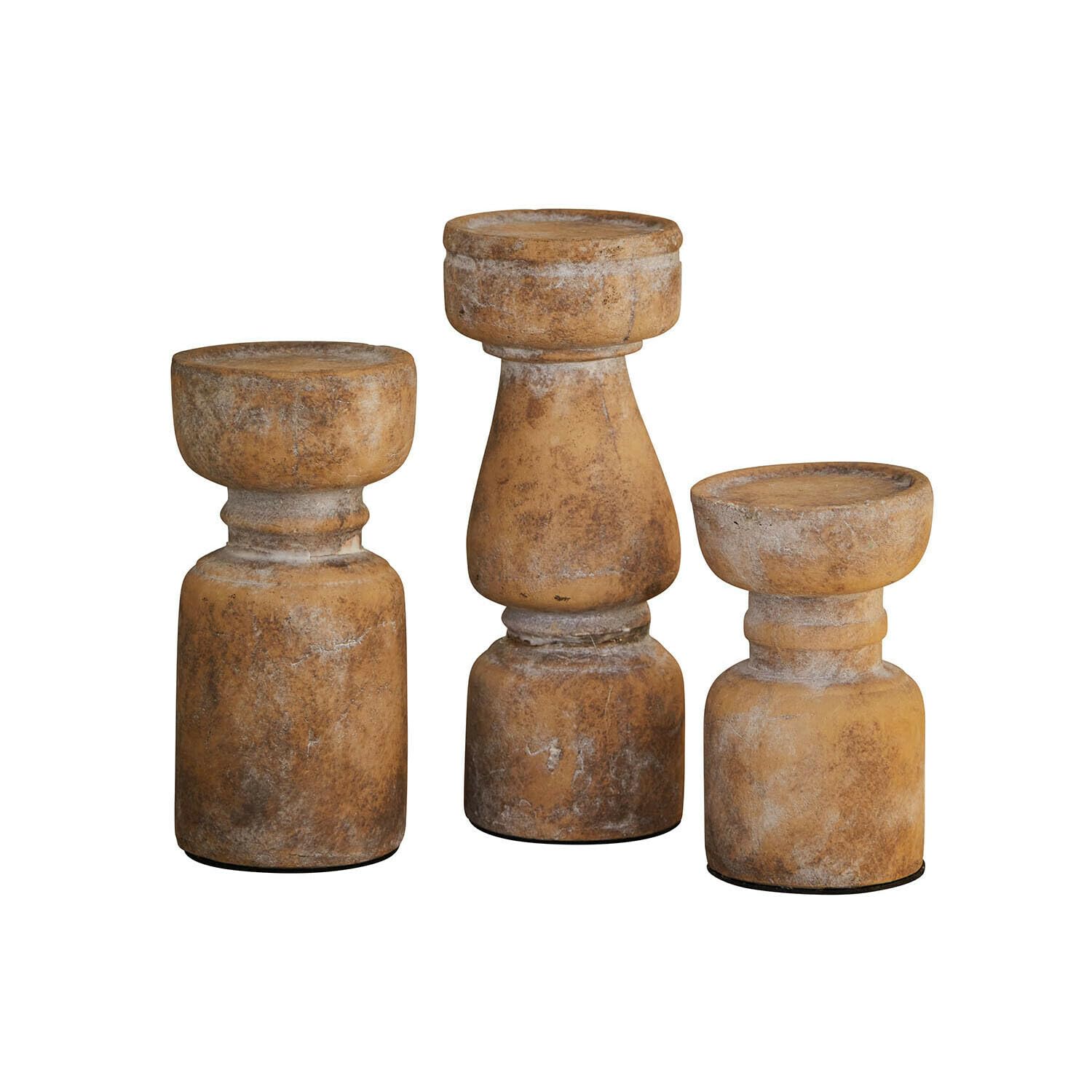 Loberon Kerzenständer 3er Set Talona - terrakotta, terrakotta | DREI Formen - Warme Farbgebung - für Stumpenkerzen - Kerzenhalter - Dekoration - Terrakotta