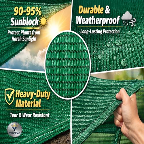 Image of Yuvraz Green Shade 90-95% Sunblock | Heavy-Duty HDPE Shade Fabric for Plants, Garden, Nursery & Terrace | UV Stabilized Agro Shade for Balcony, Car Parking & Outdoor Use (6 * 4 ft)