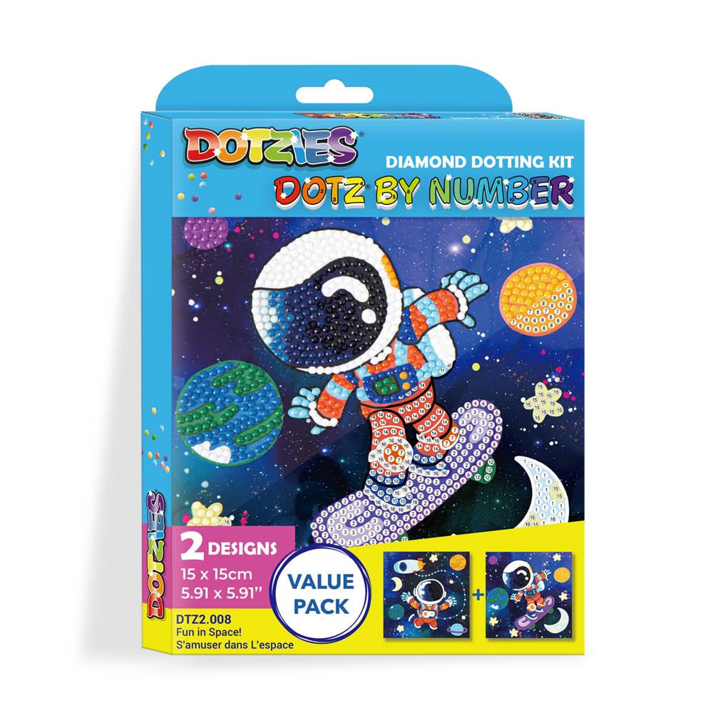 DIAMOND DOTZ Dotzies Fun in Space! Diamond Painting Kits for Adults - Kids Diamond Art Kits a Relaxing Creative Craft Kit with Dotz Gems 5.9x5.9