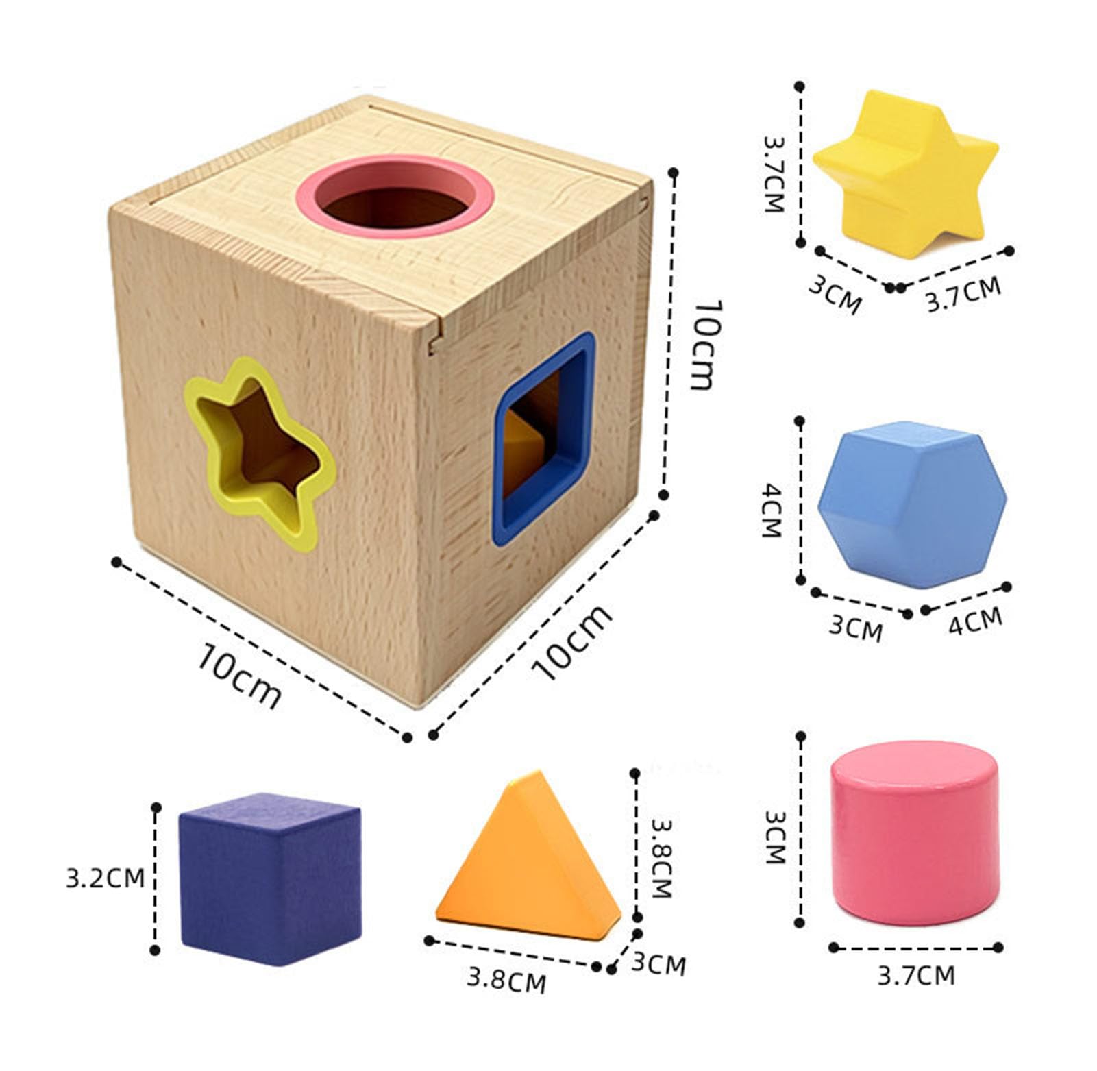 Labirinto di Perline in Legno Montessori, Impilatore ad Anelli e Cubo Porta Forme