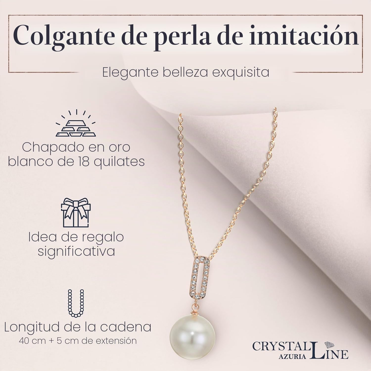 Crystalline Azuria Mujer 18ct Chapado en Oro Perlas Blancas simuladas Juego de joyas Collar Pendientes Pulsera para Mujer