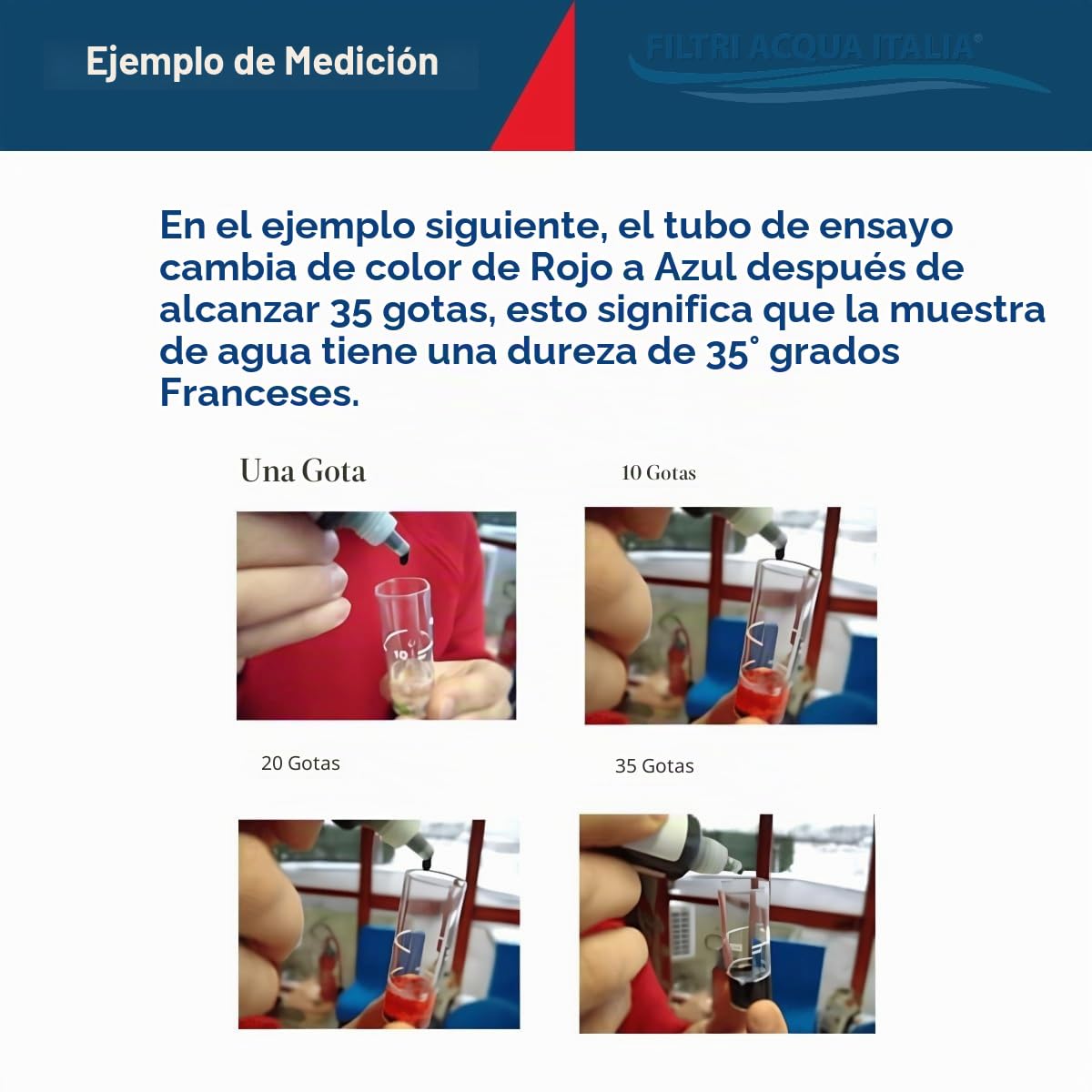 Juego de 2 filtros de agua Italia Titrant para análisis de dureza de agua (grados franceses)