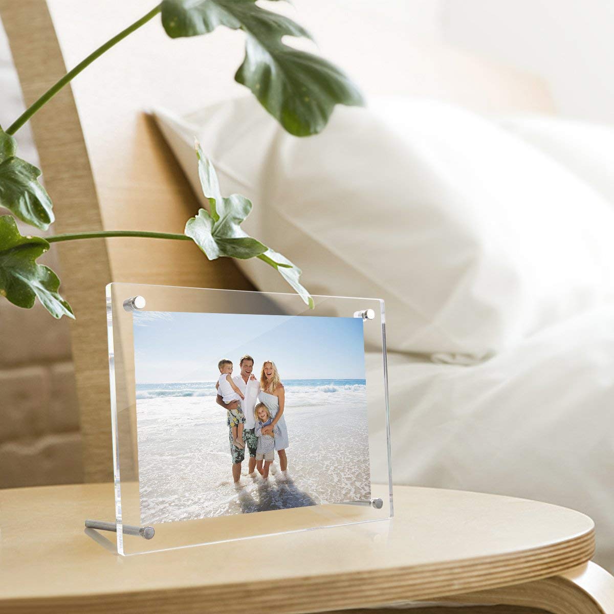 2 Pièces Cadres Photo en Acrylique Transparent, 18.8x13.8cm Clair Acrylic Cadre D'Affichage de Photographie, Bloc Cadre Décoratif pour Bureau Domicile Photo Certificat Vertical Horizontal Affichage