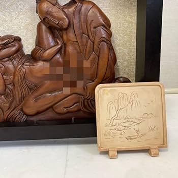春画 木彫り アンティーク 春画 木製 木彫り 彫刻 浮世絵 工芸品 芸術 和風 置物 額 楔