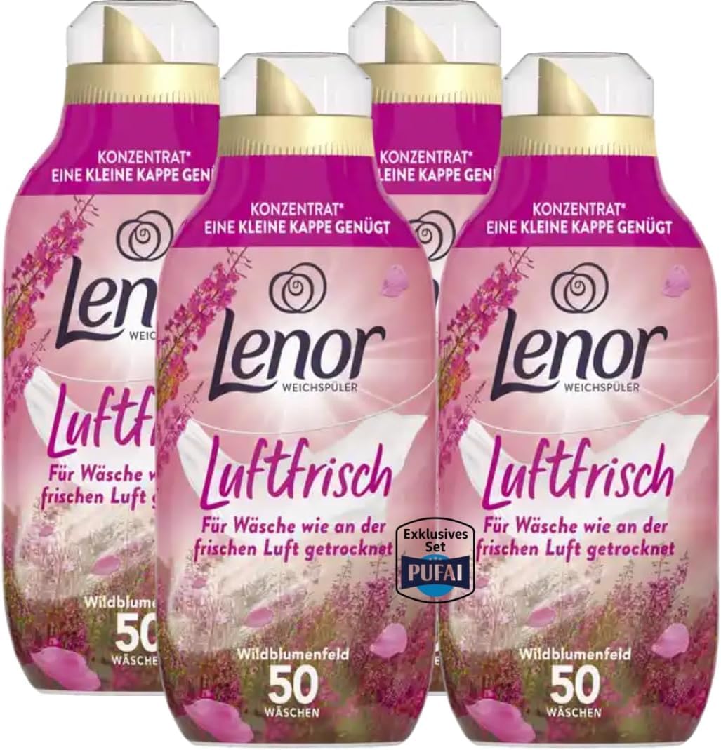 PUFAI BUNDLE - Weichspüler Konzentrat – Luftfrisch Wildblumenfeld – 50 WL – 4er Pack – Frische & langanhaltender Duft