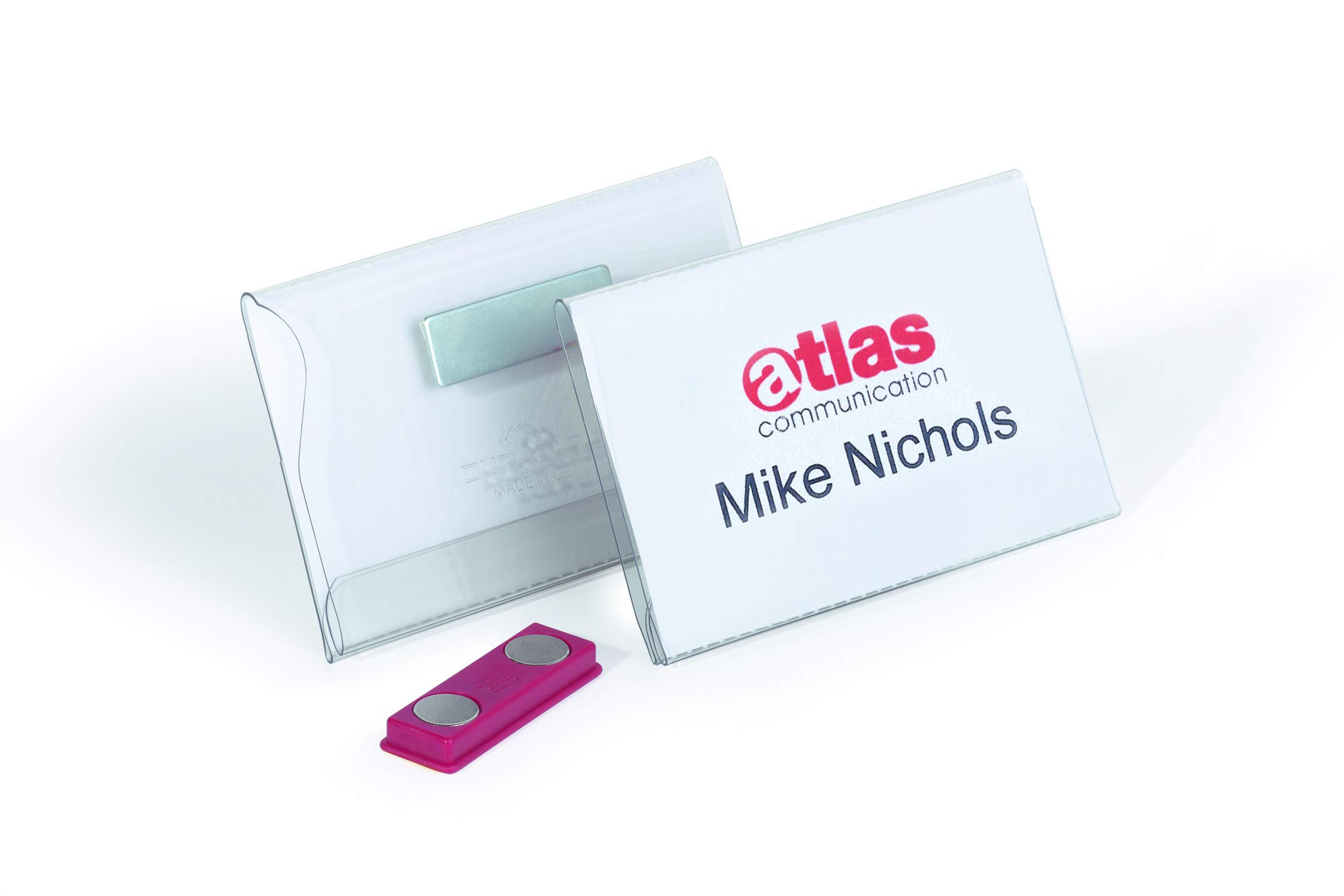 Durable Namensschild 5,4 x 8,9 cm mit Magnet, transparent, 25 Stück, inklusive Blanko-Einsteckkarten, perfekt für Veranstaltungen und Besuchermanagement