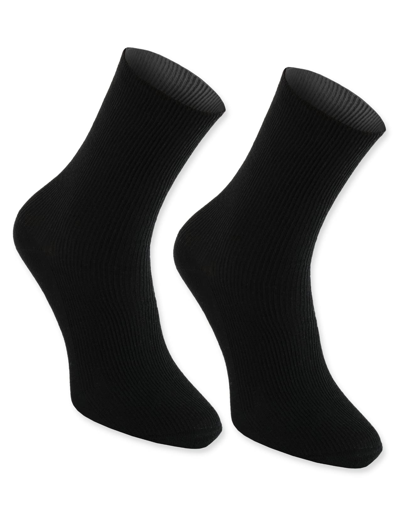 Rainbow Socks Men's 1Xblack - 1 Pair Of Diabetic Elastic Cotton Socks For Swollen Feet, Black M