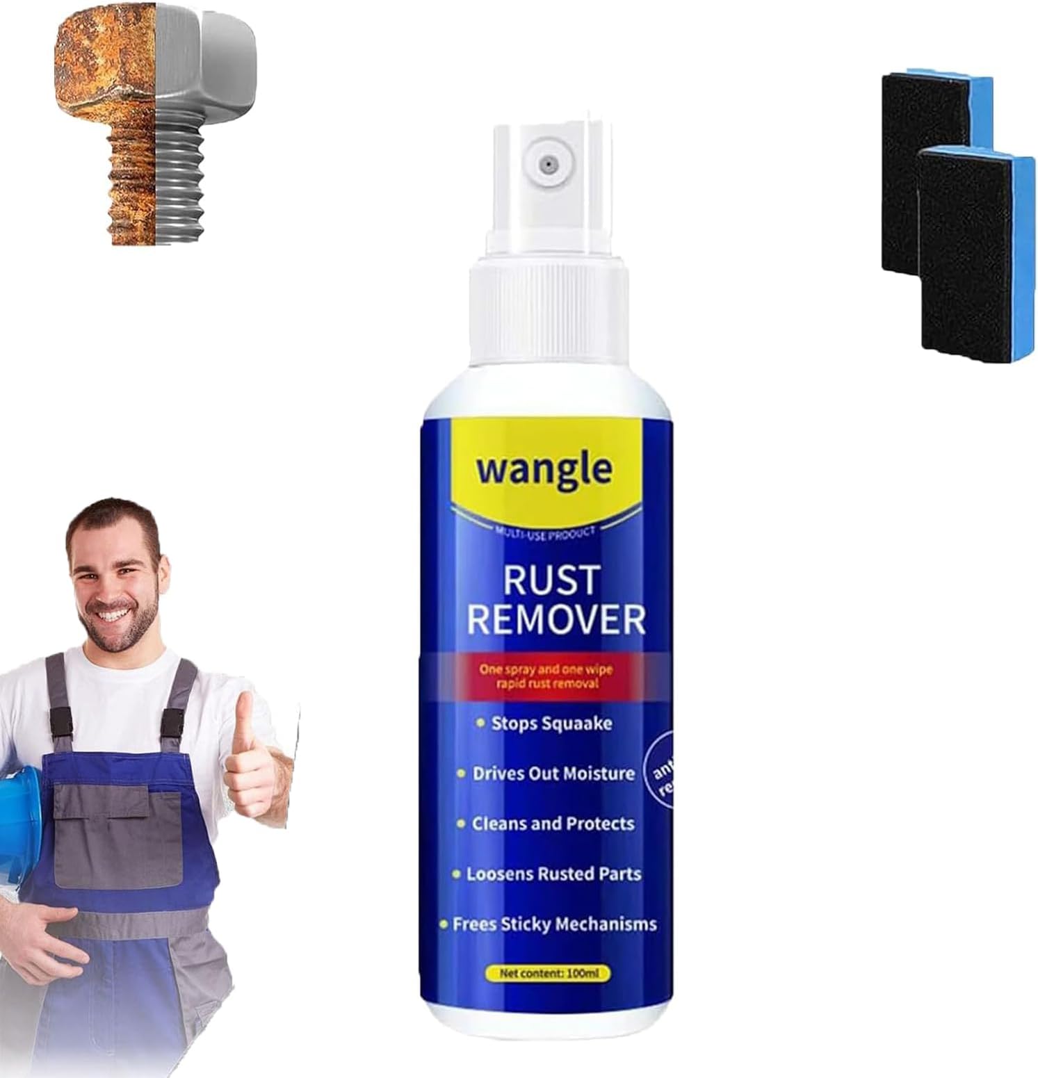 Rust Remover, 2026 Upgrade Anti-Rust Spray, Multi-functional Quick-acting Rust Removal Spray, Fast-Acting Formula & Easy Application, for Metal, Vehicles, Tools, Chains