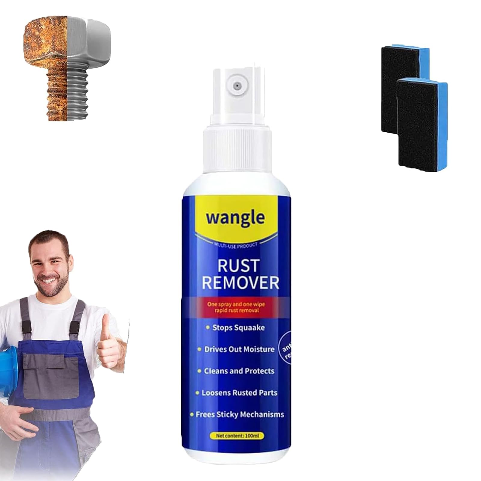 Rust Remover, 2026 Upgrade Anti-Rust Spray, Multi-functional Quick-acting Rust Removal Spray, Fast-Acting Formula & Easy Application, for Metal, Vehicles, Tools, Chains