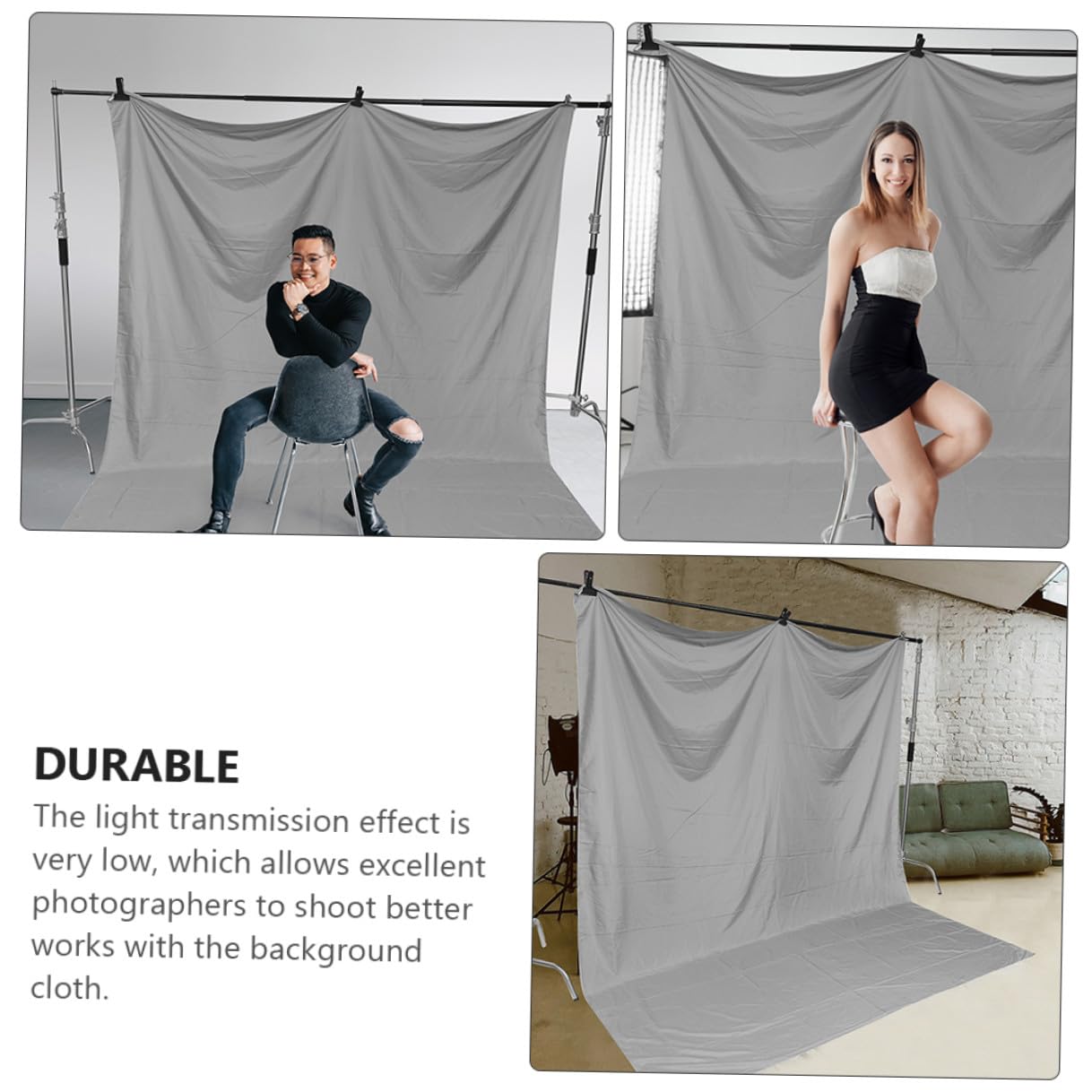 POPETPOP Sfondo Fotografico Grigio Spesso 3x2m, Fondale Decorativo Semplice e Resistente, Telo Pieghevole per Studio Fotografico, Feste, Casa e Ristoranti