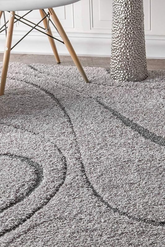 Image of Carpet for Living Room, Bedroom and Hall Handmade Microfiber Cozy Soft and Fluffy Shaggy Area Rug with 2 inch Thick Anti Skid Carpet [2x6 Feet Ivory & Grey]