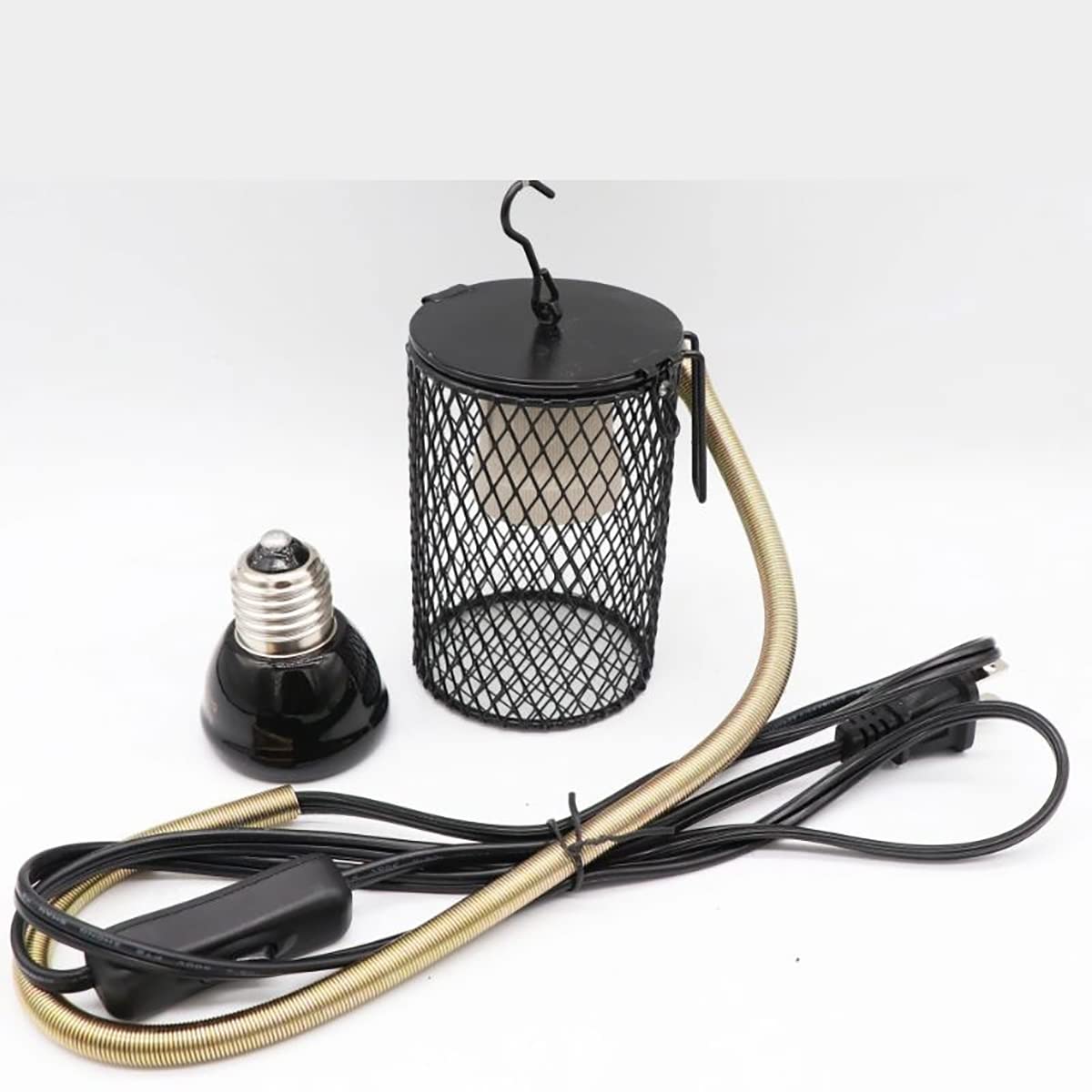 Lámpara Calor 25-100W con Pantalla, Soporte Lámpara Calor Reptil, Pantalla Bombillas Calefacción, para Serpiente Lagarto Gallinero Gallinero Reptil,50W