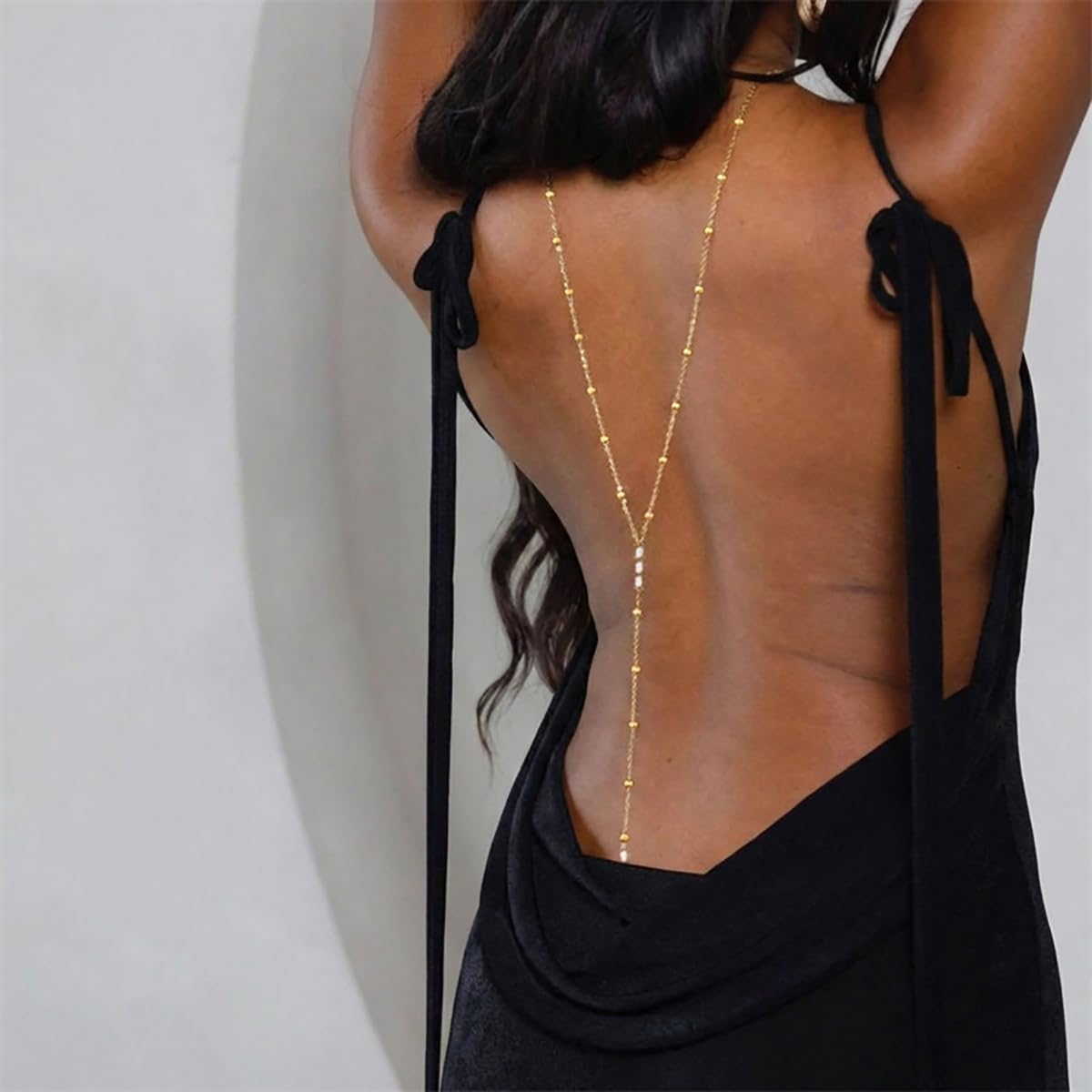 Rhinestone Back Chain Necklace for Women Teardrop Backdrop Chain Crystal Simple Waist Chain for Backless Dress Summer Beach Bridal Wedding Jewelry Accessary