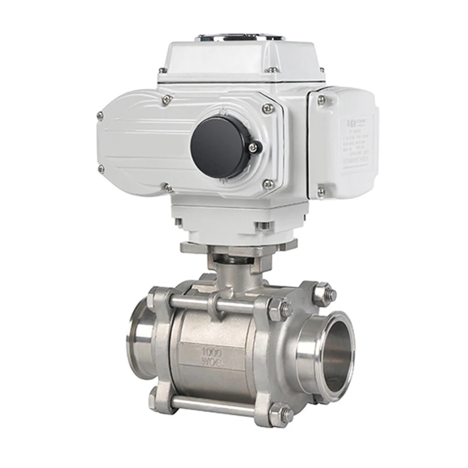 DN40 2 Way Platform Motorized Ball Valve Stainless Steel Q911F-16P Tri Clamp Ferrule Type Electric(110VAC)