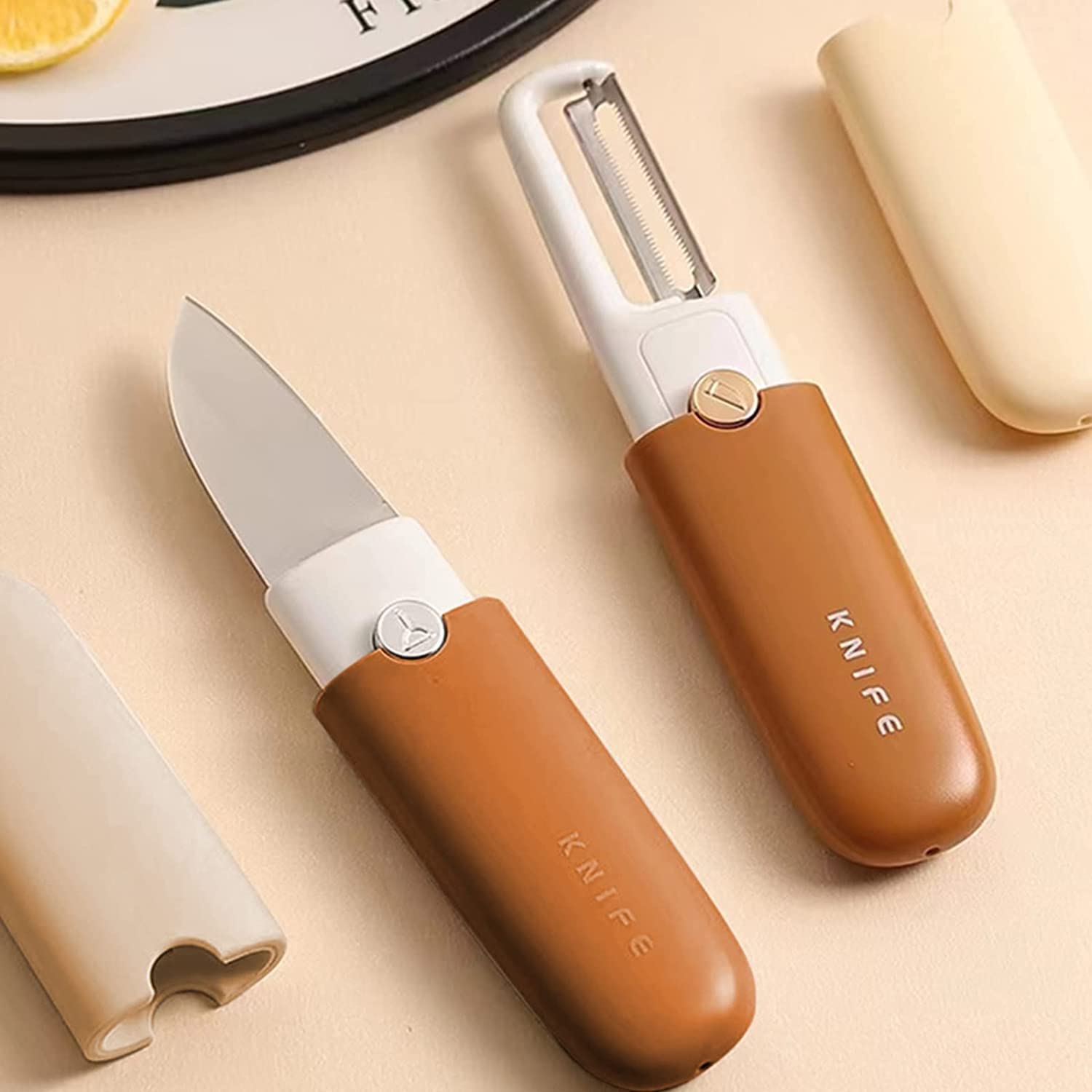 Piyudaa 2 in 1 Potato Peeler with Knife Stainless Steel Portable Knife Peeler Set Vegetable Peeler Fruit Peeler for Office Kitchen Camping Hiking (B0C6TWJ8Z8) Amazon Price History, Amazon Price Tracker