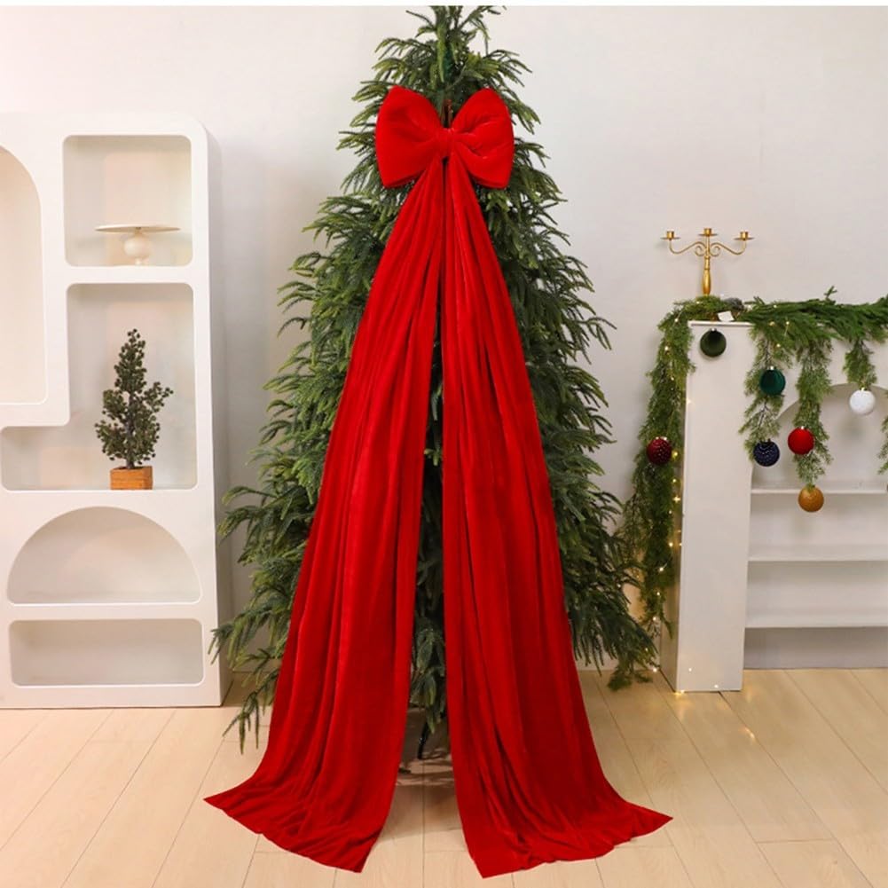 Große Weihnachtsschleife aus Samt, 40 x 200 cm, Baum, großer Samt, Weihnachten (rot)