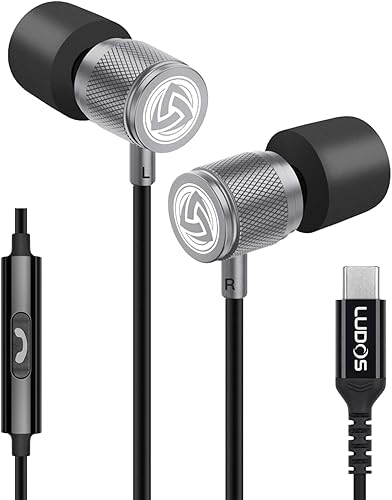 Miniatura 23 de LUDOS Auriculares con cable ultra para oídos, con 5 años de garantía, auriculares con micrófono, cancelación de ruido, con espuma de memoria para