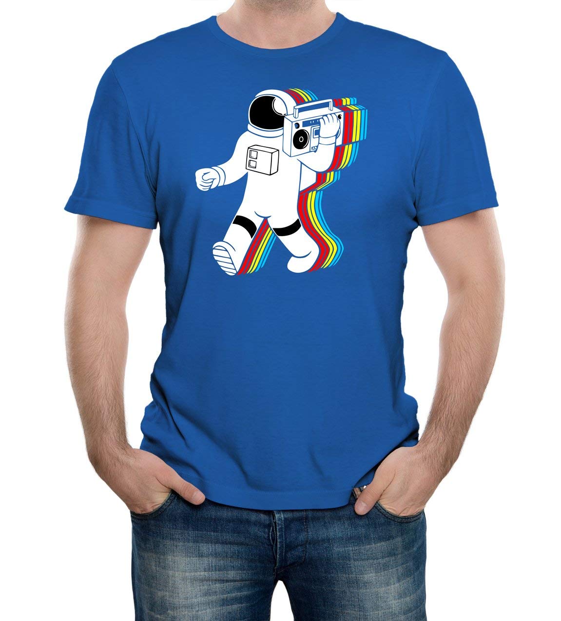 Reality Glitch Men's Blue Funky Spaceman T-Shirt