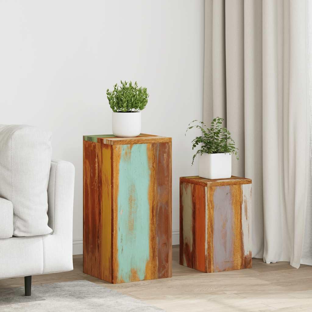 Soporte para plantas de madera maciza recuperada, escaleras para plantas y estantería para flores, para balcón, terraza, jardín y salón, soporte para macetas con estante, pedestal para