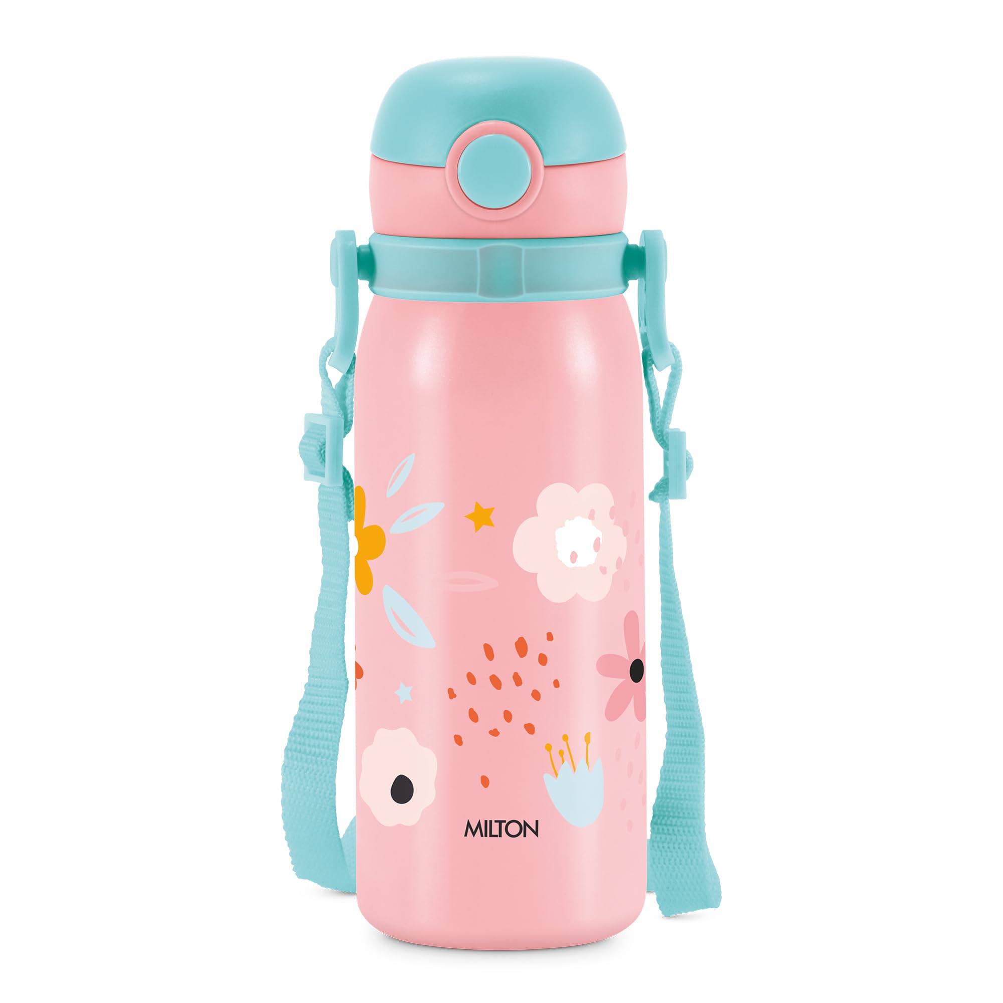 MILTON Torque 650 ISI Certified Stainless Steel Water Bottle, Leak Proof, Rust Proof, Single walled,1 Yr Warranty, Ideal Sipper Water Bottle for School Kids Bottle, 625 ml, Pink (Flowers)