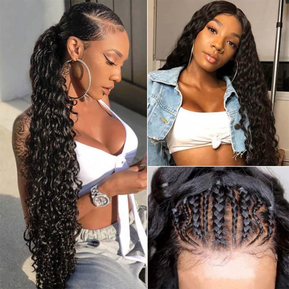 13x6 HD Transparent Lace Front Wigs For Black Women Mongolian Deep Curly Lace Front Wig Glueless Wigs Pre Plucked with Baby Hair Deep Wave Frontal wig Wet and Wavy Human Hair Wig (26inch)