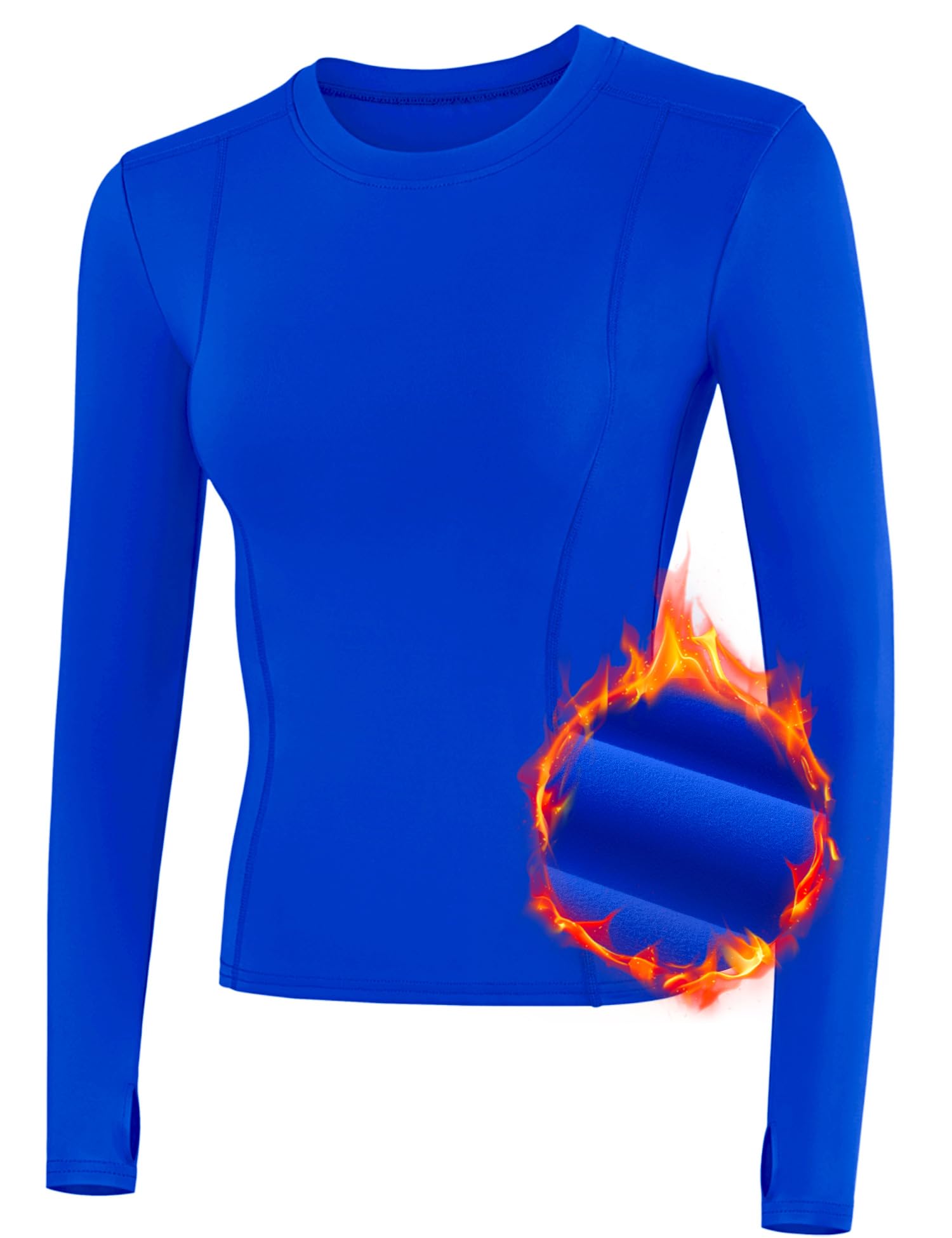 IECCP Theraml - Camiseta deportiva de manga larga para mujer, forro polar, con agujero para el pulgar, ligera, para deportes, gimnasio, yoga, entrenamiento, senderismo, esquí