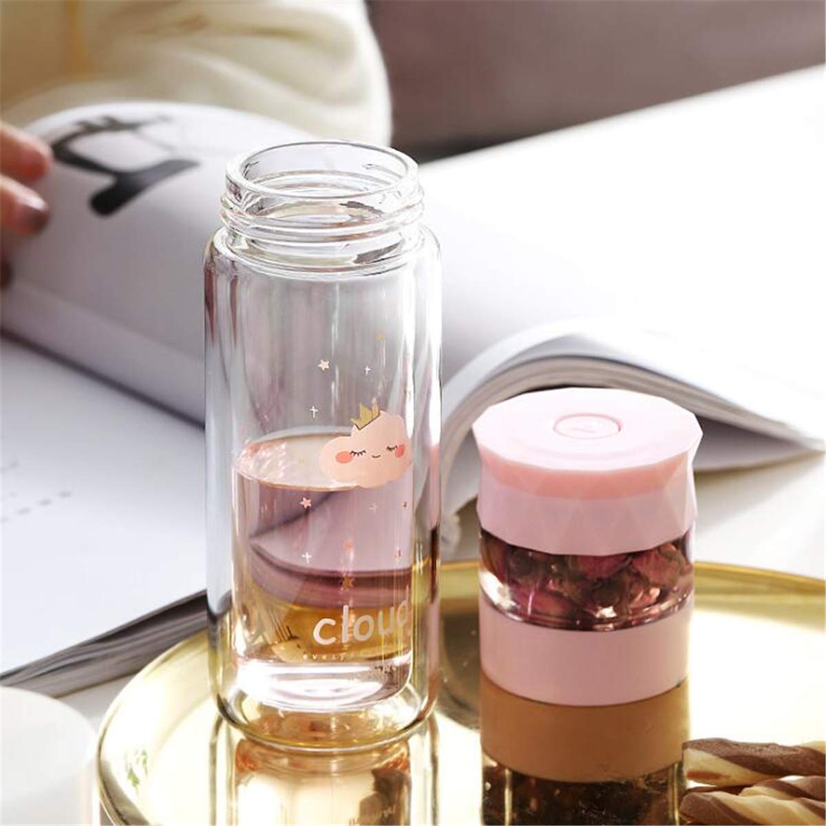 RanDal 280 Ml Double Paroi En Verre Créatif Eau Tasse De Séparation De Thé Tasse Tasse Acier Libre Avec Filtre - Vert