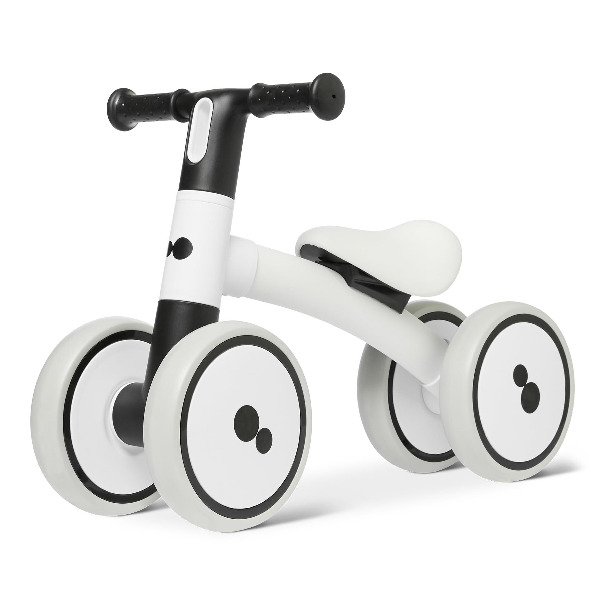 Amazon Basics Balance Bike, 4-Wheel Toddler Bike for Ages 12-24 Months, Sturdy Frame, Scratch Resistant Wheels, Comfortable Seat, Rounded Design, for Learning to Walk and Ride