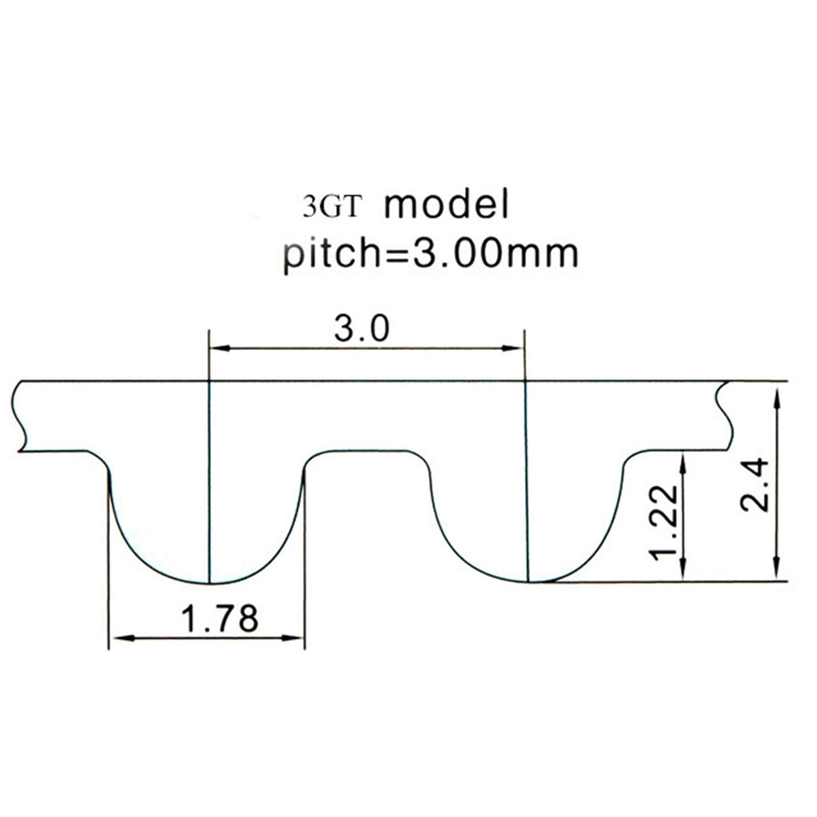 Correa Dentada Correas dentadas 3GT, Ancho 5 mm/6 mm/9 mm/10 mm, Caucho con Fibra de Vidrio métrica Trapezoidal Correa de Extremo Abierto CNC