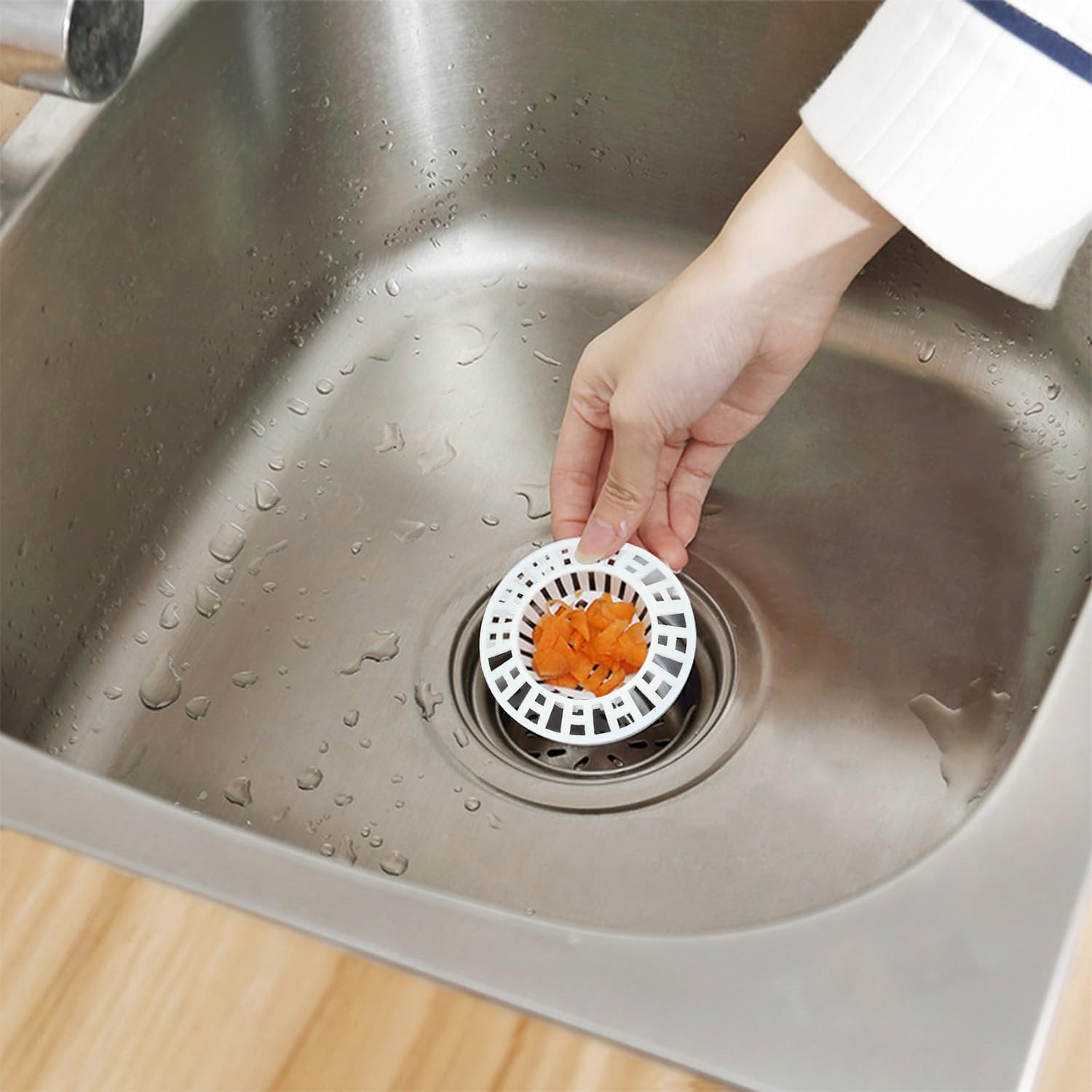 Filtri Per Lavello 4 Pezzi - Protezione Scarico Cucina E Bagno, Bianco, Plastica - Anti-intasamento Capelli E Residui - Foto 5