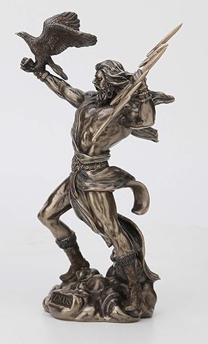 Miniatura 2 de Veronese Design 8 1/2 pulgadas griego Dios Zeus Thunderbolt Strike Resina fundida en frío Estatua de acabado de bronce antiguo Decoración para el