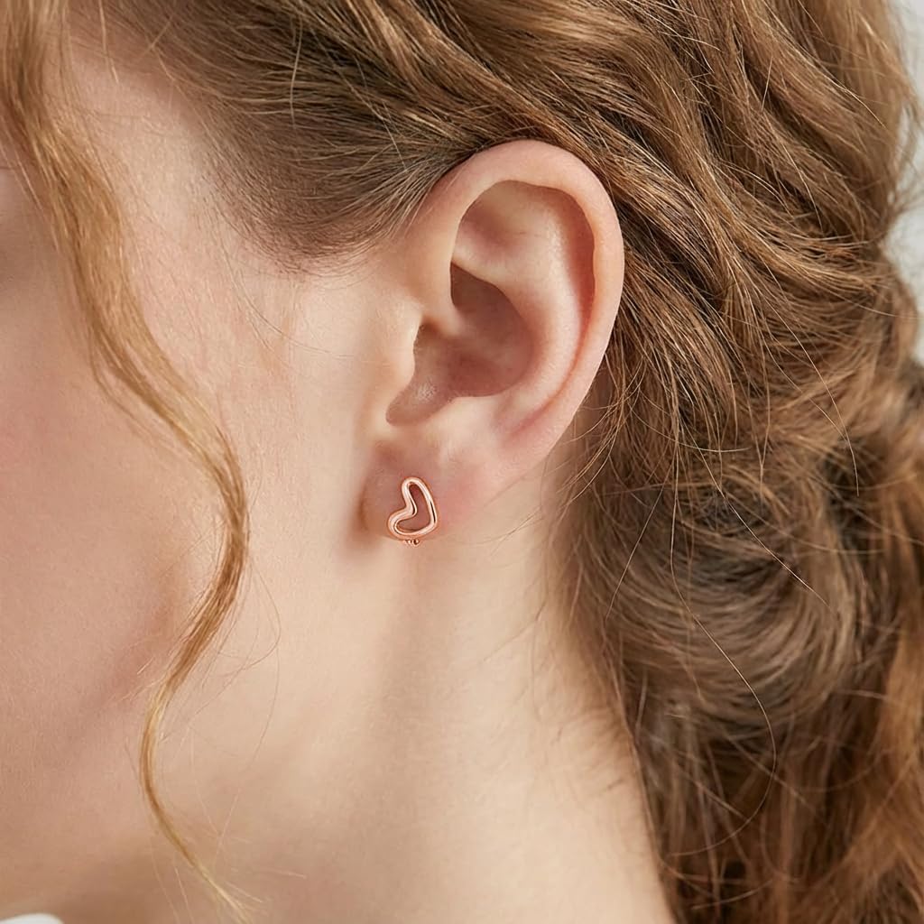 Reffeer Solid 925 Sterling Silver Love Heart Hoop Earrings for Women Teen Girls Heart Hoop Earrings Love Huggie - Image 2