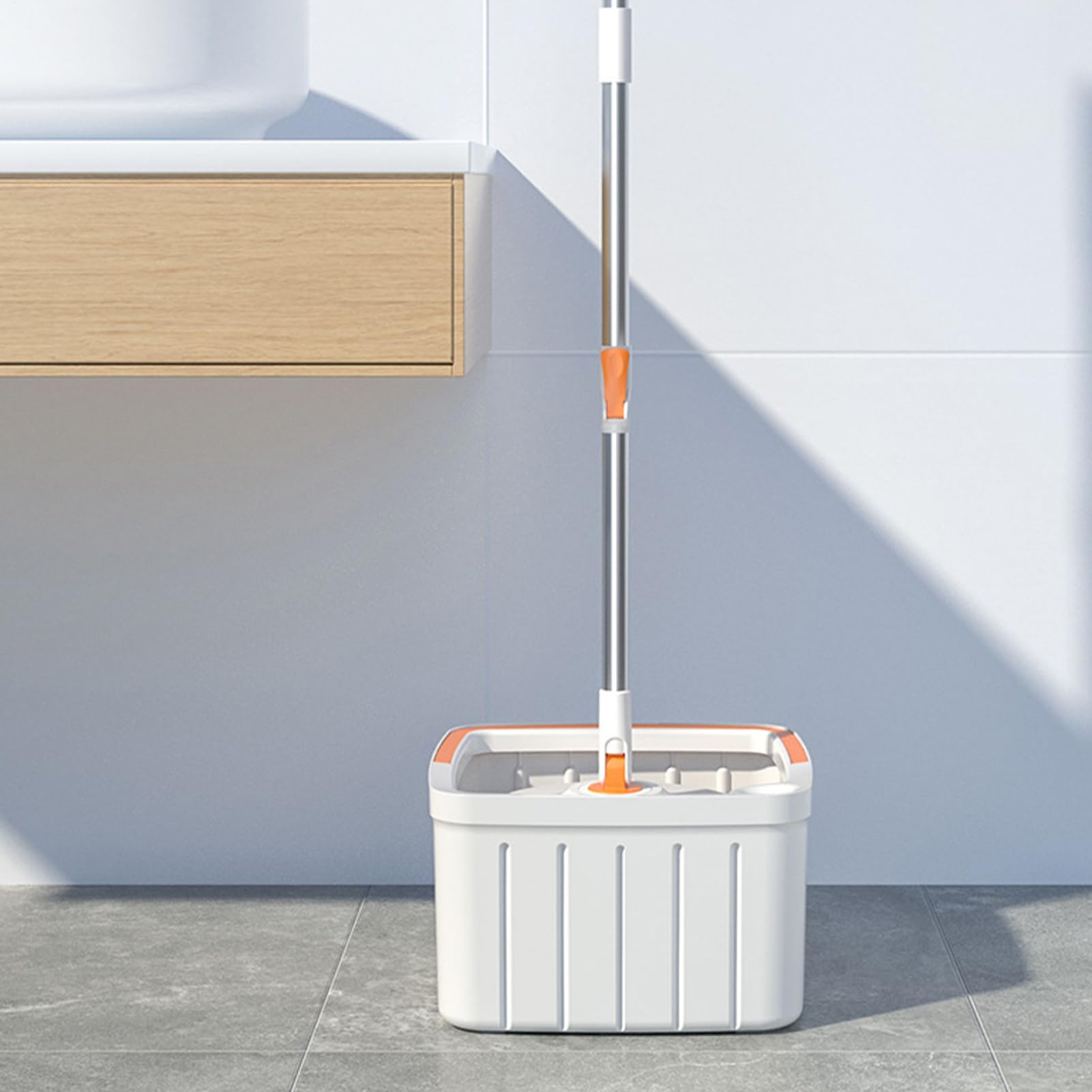 Juego de Fregona y Cubo Limpiador Seco y Húmedo para Azulejos, Techos | Mopa Húmedo Y Seco Para Suelos Limpiador Húmedo Para Cocina Baño Garaje Comercial Industrial Restaurante