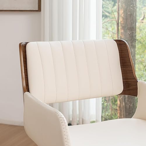 Miniatura 9 de LUNLING Sillas de comedor giratorias de piel sintética, sillas modernas de mediados de siglo con patas de maderareposabrazosasiento tapizadopies