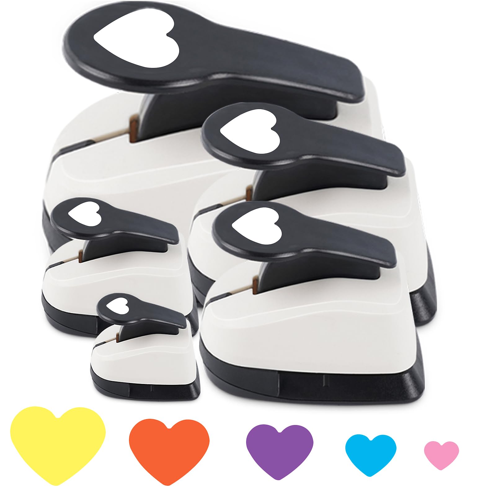 Wiertarka w kształcie serca do rękodzieła, wycinarka w kształcie serca, do wycinania kart, 3/8", 5/8", 2,5 cm, 3,8 cm, 5,1 cm, 5 szt