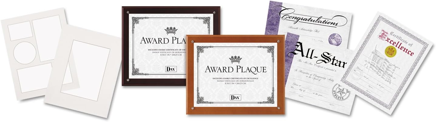 Dax N100mt Plaque-In-An-Instant Kit W/Certs & Mats, Wood/Acrylic Up To 8 1/2 X 11, Mahogany