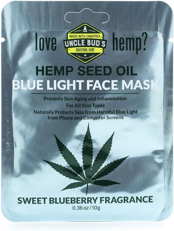 Uncle Bud's Blue Light Face Mask with pure Organic Hemp Seed Oil – 6 PACK BUNDLE - Amazon product rated Grade B
