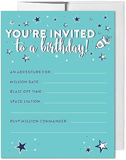 Andaz Press Space Galaxy Birthday Blank Invitations with Envelopes, 20-Pack