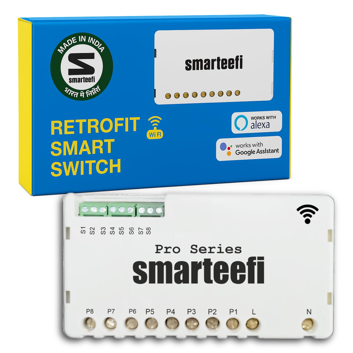 Smarteefi WiFi 8 Node Smart Switch (PRO-SERIES), Retrofit Smart Switch, Works with existing switches, No hub required, Compatible with Alexa and Google Home (PRO-SERIES) 230 Volts, 2_way, toggle