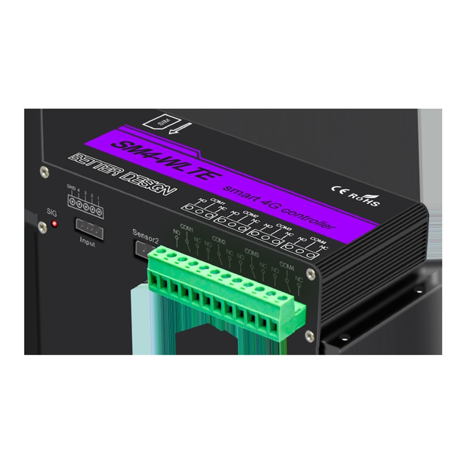 Controlador de aplicación remota SMS GSM 4G LTE, interruptor de encendido/apagado de relé de 4 canales for Control de Motor de abridor de puerta(Kit3)