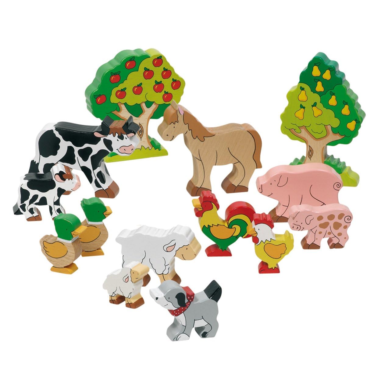 Animali fattoria, legno , 14 pz