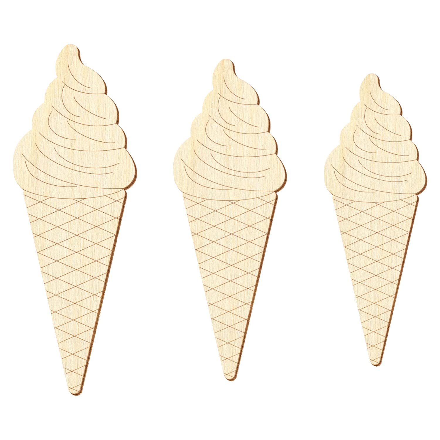 Lot de 25 cornets à glace en bois V3 - Décoration bricolage - 5-50 cm - Hauteur : 15 cm