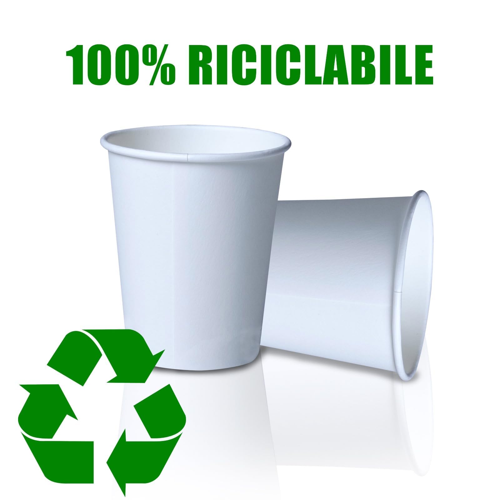 DETERMONDO Bicchieri Carta Bianchi Monouso Grandi 250 ml Usa e Getta, Termici Ideali Per Acqua, Caffè, Cappuccino, Tisane e Bevande Calde Compostabili e Riciclabili 1000 pz