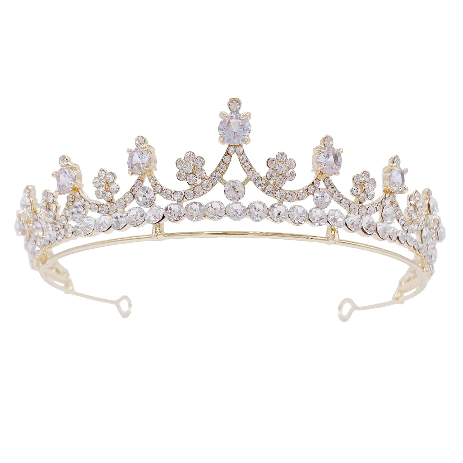 Tiara de boda dorada para novias, niñas de flores, diadema de tiara de princesa, corona de concurso, fiesta de graduación, accesorios para el